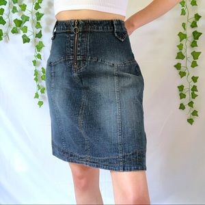 Y2K Route 66 denim skirt